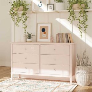 Home Mart Soderville 6 Drawer Dresser in Pink