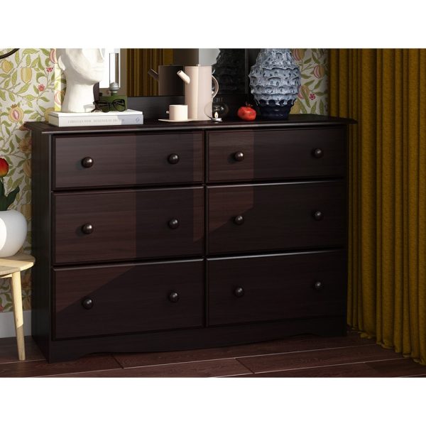 Home Mart Solid Ply Wood 6-Drawer Double Dresser - Image 4