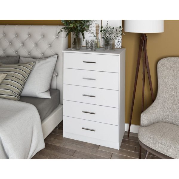 Home Mart Solid Ply Wood Metro 5 drawer Chest - Image 2