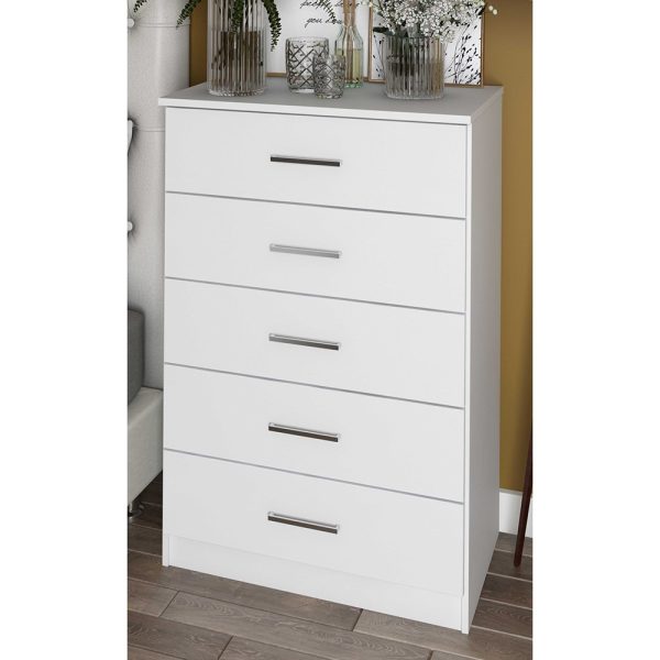 Home Mart Solid Ply Wood Metro 5 drawer Chest - Image 3