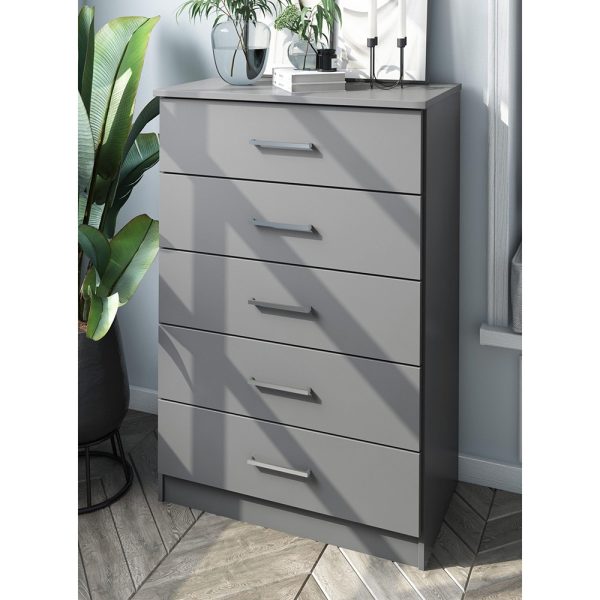 Home Mart Solid Ply Wood Metro 5 drawer Chest - Image 5