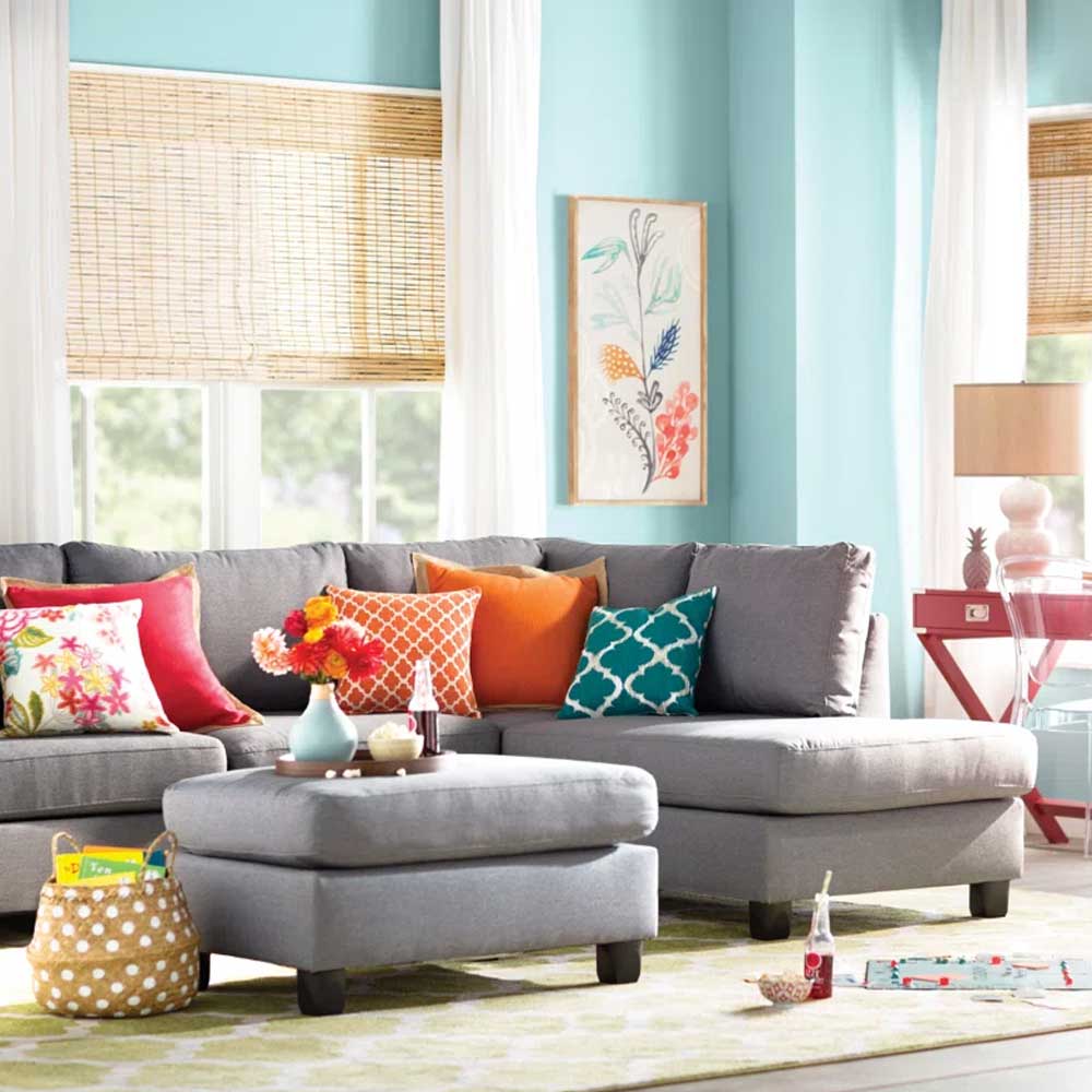 Home Mart Square Solid Colour Storage Ottoman - Image 4