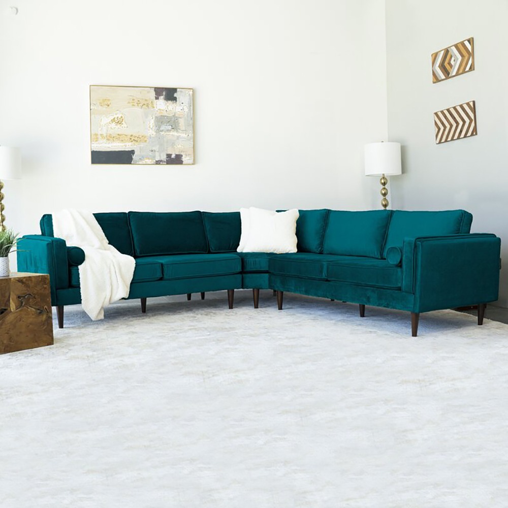 Home Mart Symmetrical Corner Velvet Sectional Sofa