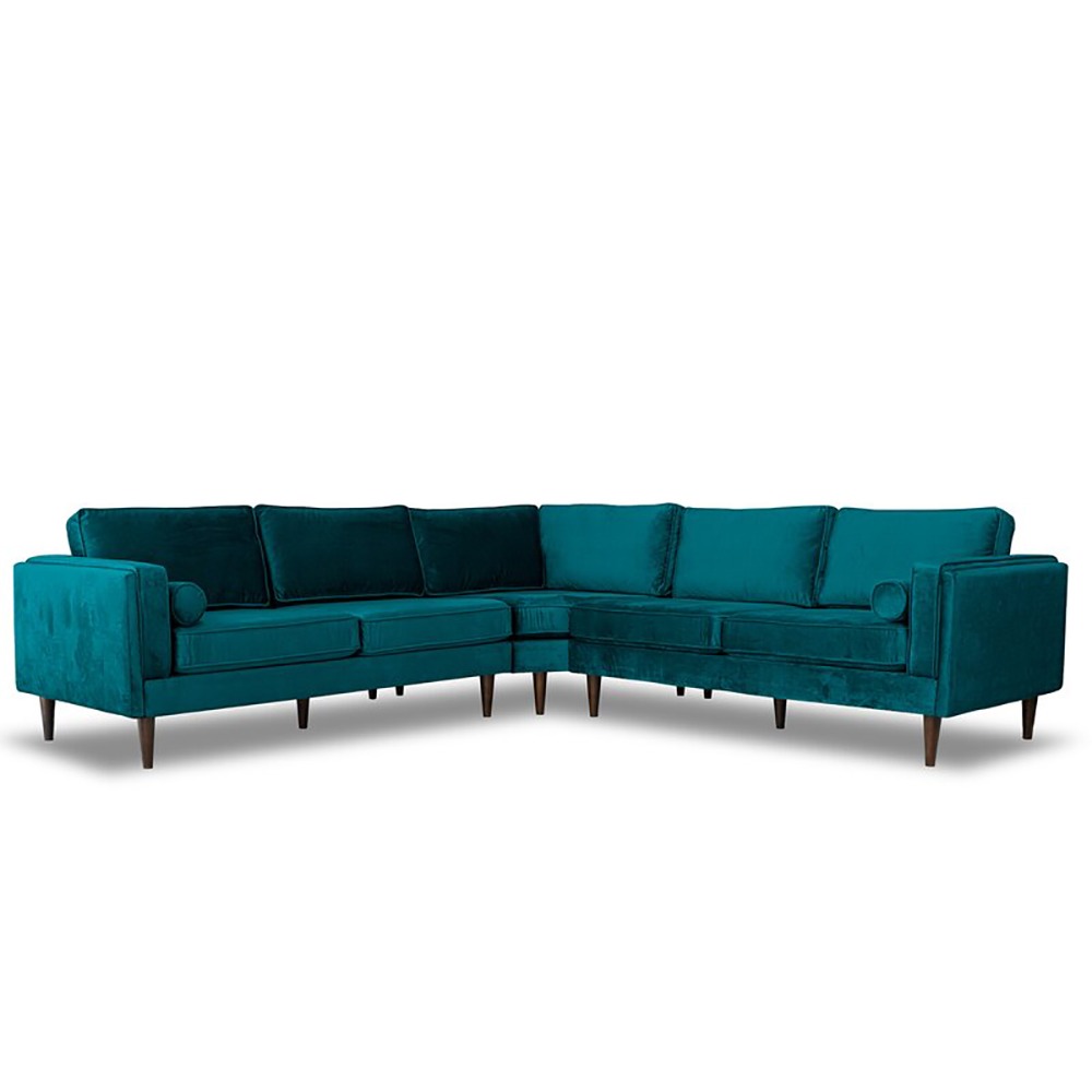 Home Mart Symmetrical Corner Velvet Sectional Sofa - Image 6