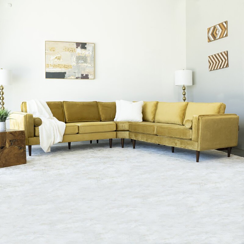 Home Mart Symmetrical Corner Velvet Sectional Sofa - Image 7