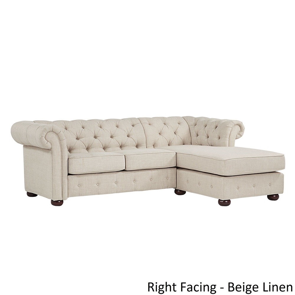 Home Mart Tufted Scroll Arm Chesterfield 3-Seat Sofa and Chaise - Image 5