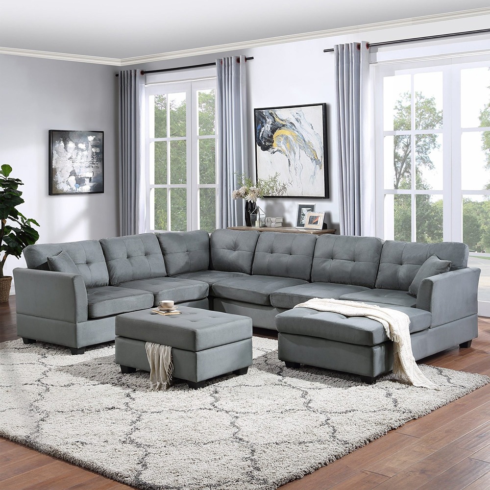 Home Mart U-Shape Sectional Sofa Storage Ottoman