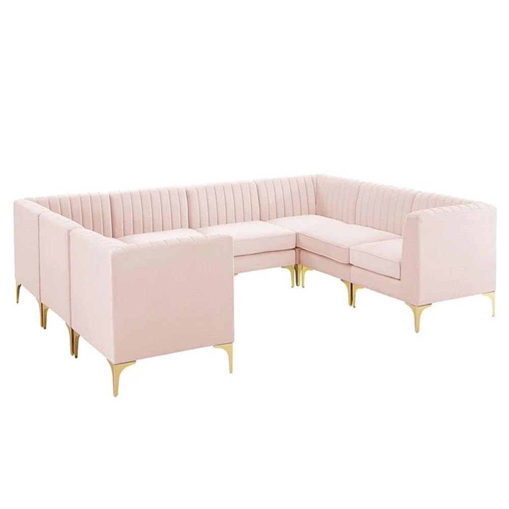 Home Mart Valencia Channel Tufted Velvet 8 Piece Sectional Sofa - Image 6