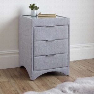 Home Mart Valencia Fabric 3 Drawers Night Stand