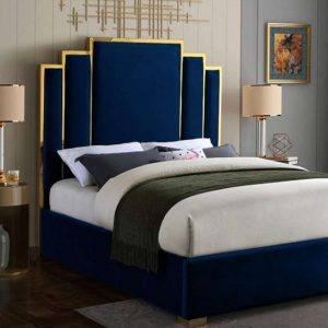 Home Mart Velvet Upholstered Bed Frame