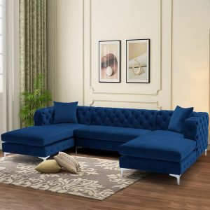 Home Mart Velvet Upholstered U-Shaped Sectional Sofa