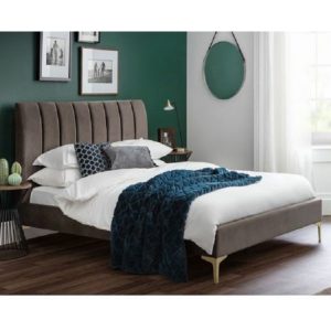 Alternative view of Home Mart Velvet Upholstered Vertical Tufted Bed