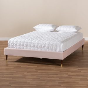 Home Mart Volden Glam And Luxe Light Pink Velvet Upholstered Bed