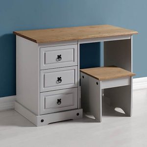 Home Mart White 3 Drawers Corona Dressing Table