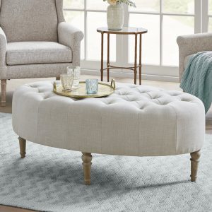 Home Mart Wide Tufted Oval Standard Ottoman