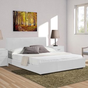Home Mart Wooden White Bed