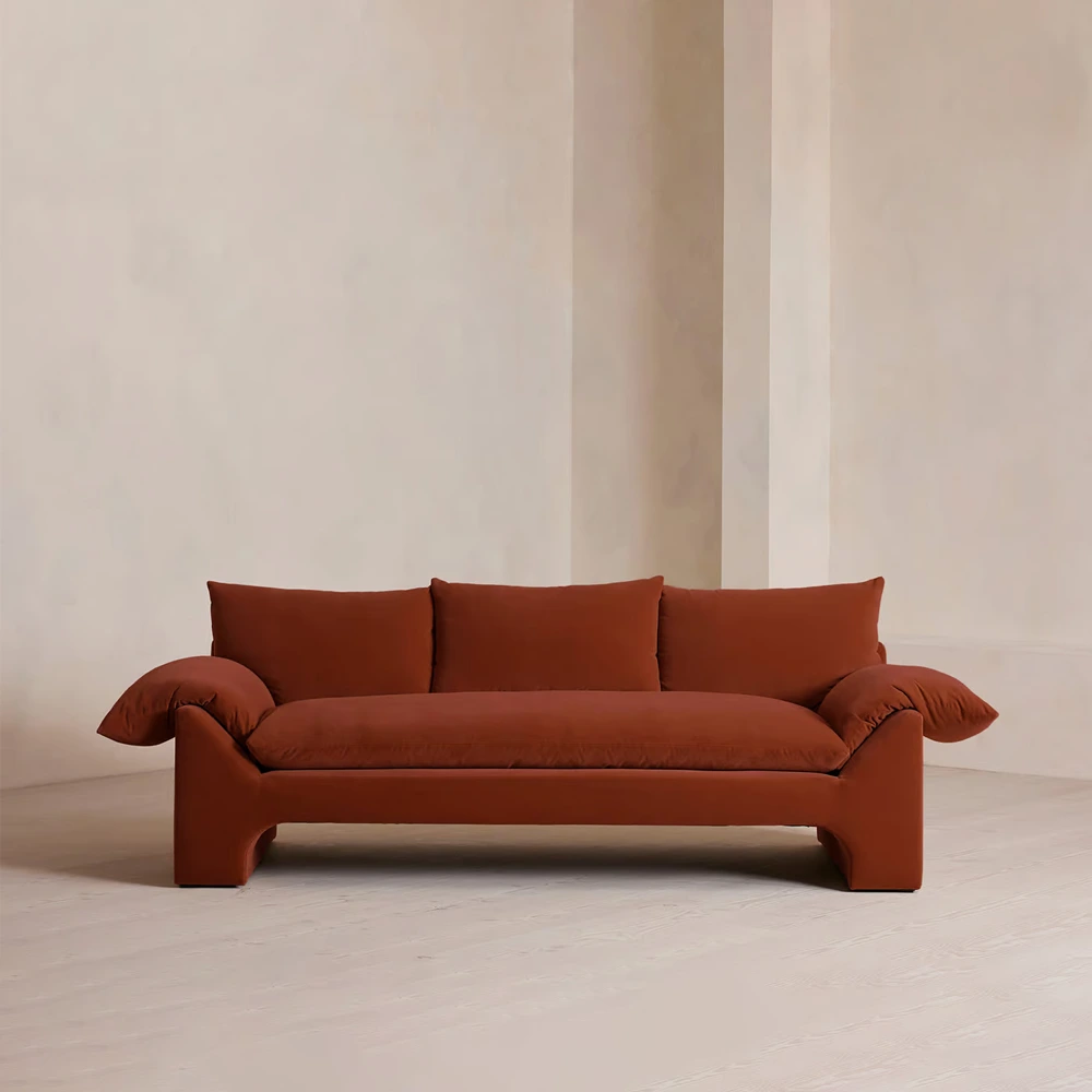 Home Mart Urban Wyatt Three-Seater Velvet Sofa - Image 5