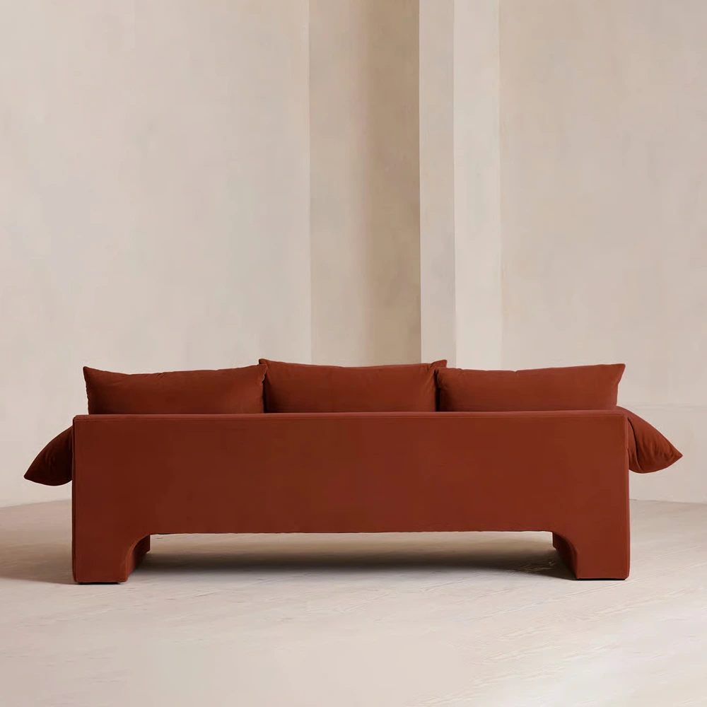 Home Mart Urban Wyatt Three-Seater Velvet Sofa - Image 4