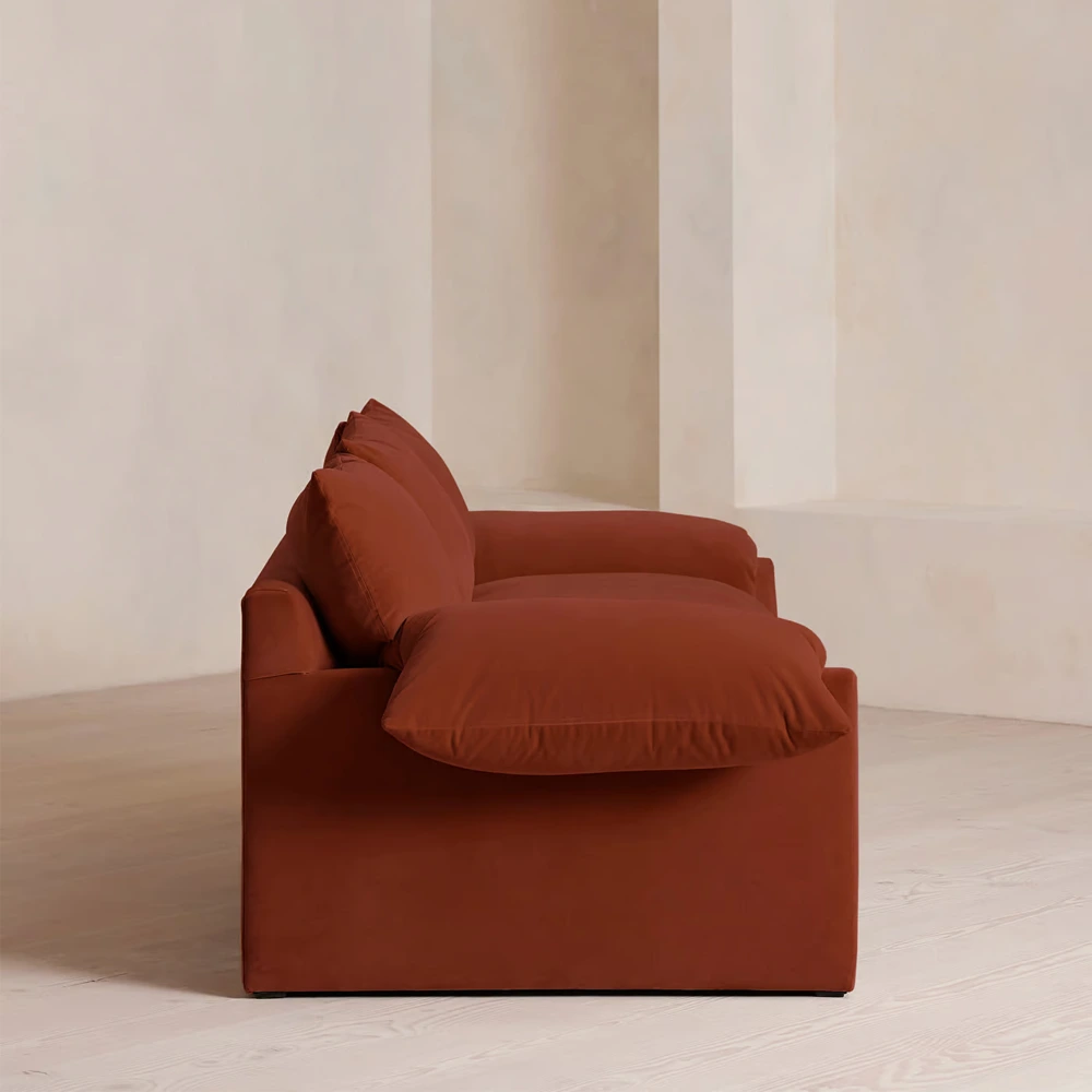 Home Mart Urban Wyatt Three-Seater Velvet Sofa - Image 3