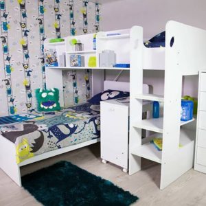 Home Mart Zard Single L-Shape Bunk Bed with Shelf