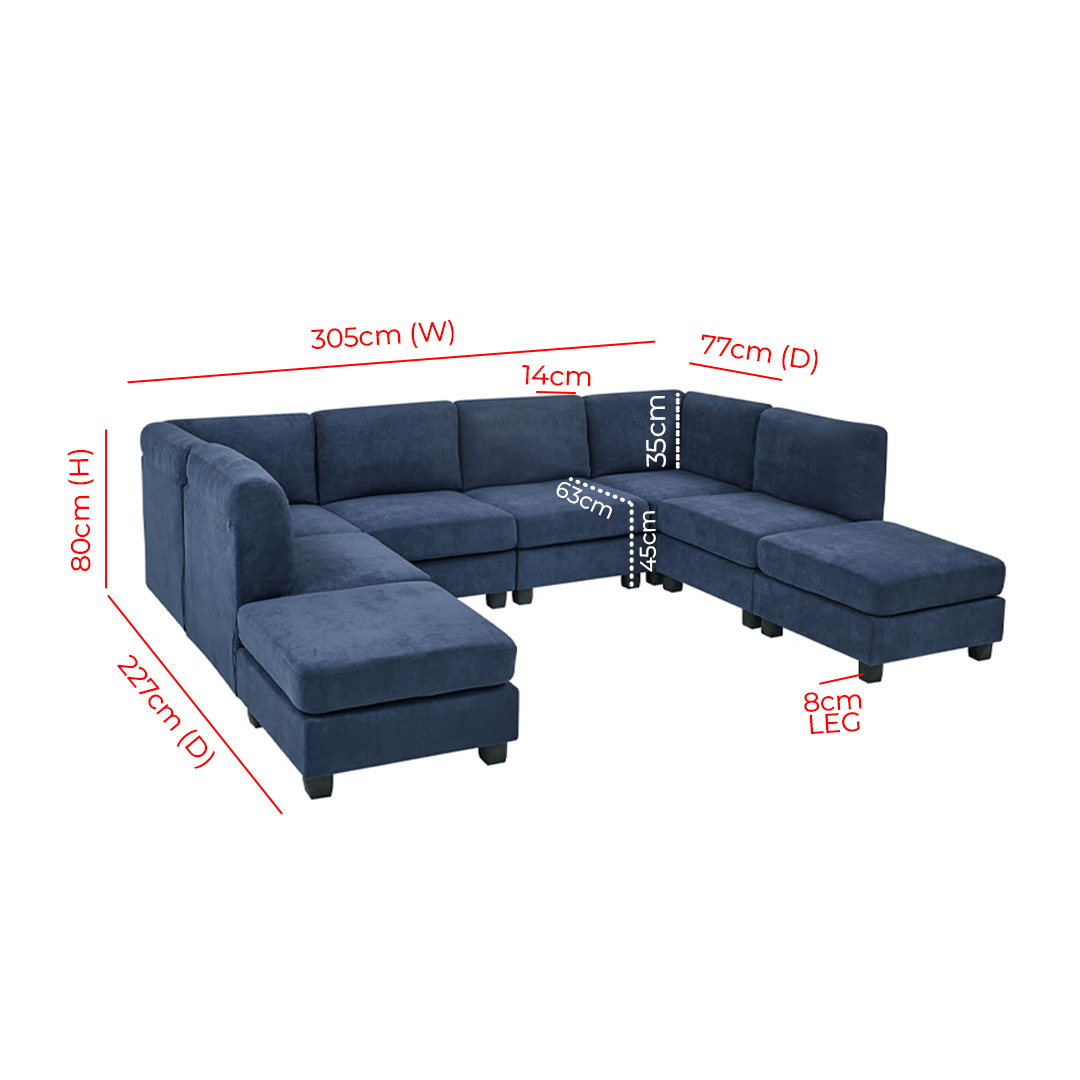 Home Mart Velvet Grey Modular Sectional Sofa - Image 6