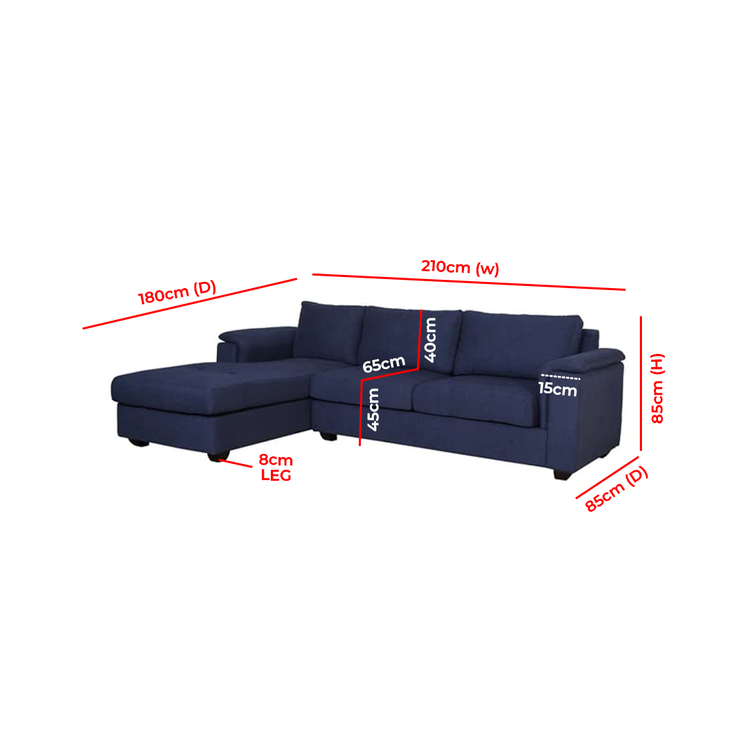 Home Mart Andres RHS 3 Seater Sofa with Lounger - Image 6