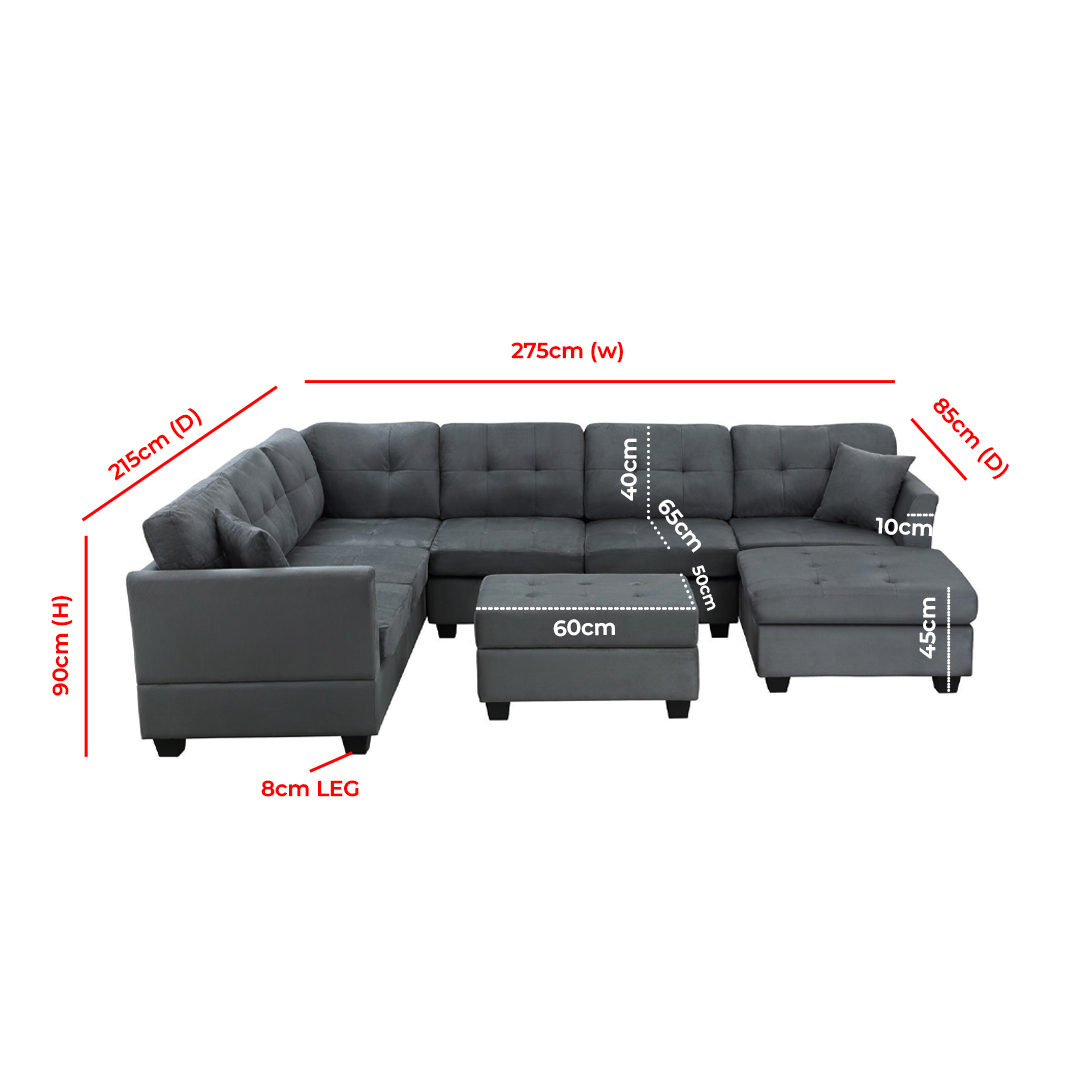 Home Mart U-Shape Sectional Sofa Storage Ottoman - Image 7