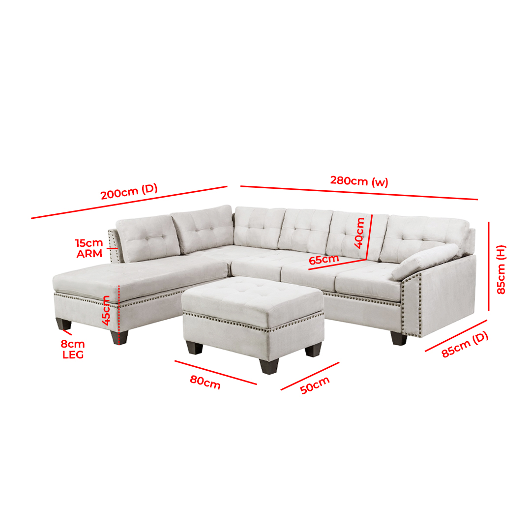 Home Mart Sectional Sofa Set with Chaise Lounge, Storage Ottoman - Image 4