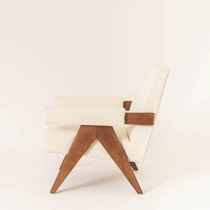 Home Mart Sand Boucle Easy Lounge Arm Chair - Image 9