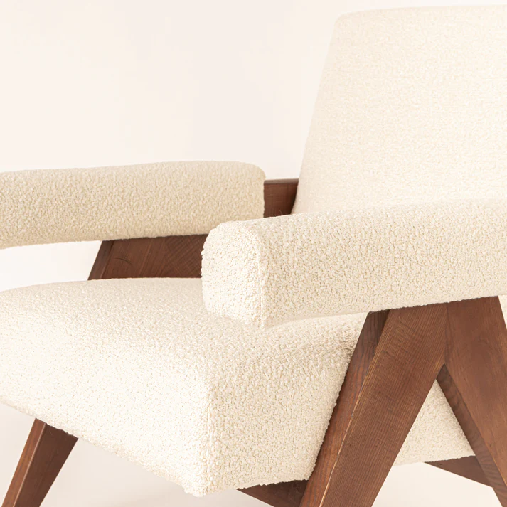 Home Mart Sand Boucle Easy Lounge Arm Chair - Image 11