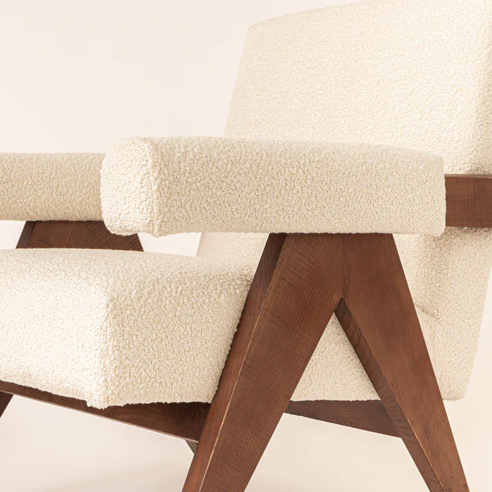 Home Mart Sand Boucle Easy Lounge Arm Chair - Image 13