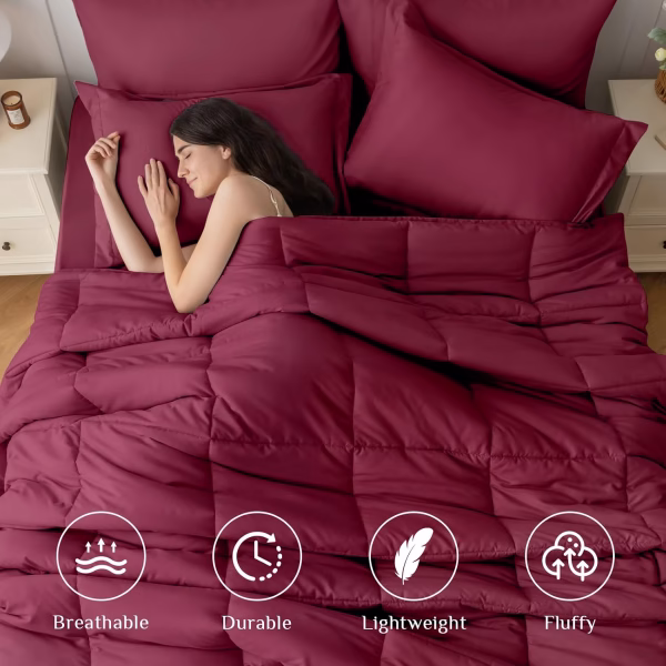 Home Mart Down Alternative 7pcs Comforter Set White – Ultra Soft Microfiber Duvet with 250GSM Filling – King Size 240x260 cm – Lightweight, Breathable & Hypoallergenic Bedding for All Seasons - Image 11