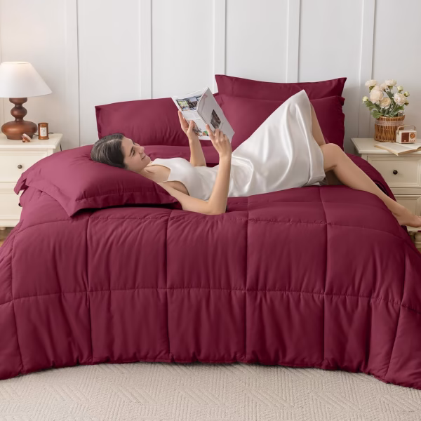 Home Mart Down Alternative 7pcs Comforter Set White – Ultra Soft Microfiber Duvet with 250GSM Filling – King Size 240x260 cm – Lightweight, Breathable & Hypoallergenic Bedding for All Seasons - Image 14