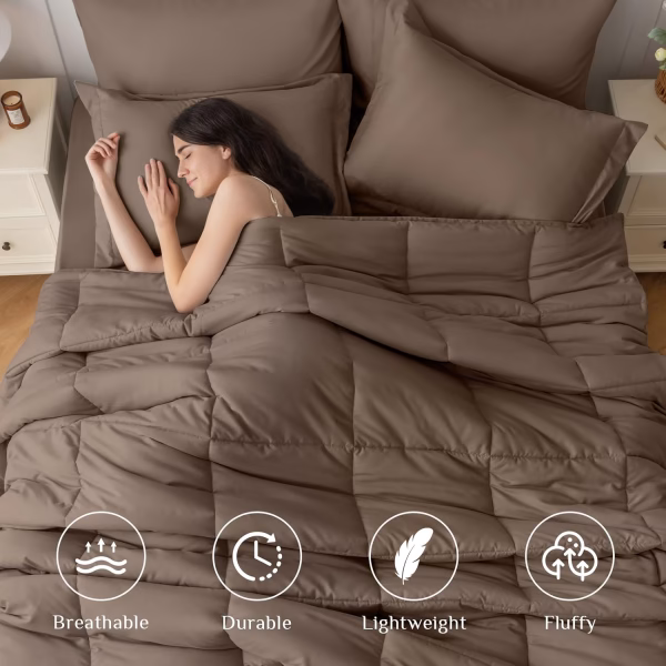 Home Mart Down Alternative 7pcs Comforter Set White – Ultra Soft Microfiber Duvet with 250GSM Filling – King Size 240x260 cm – Lightweight, Breathable & Hypoallergenic Bedding for All Seasons - Image 34