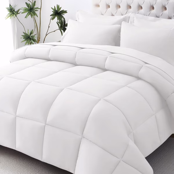 Home Mart Down Alternative 7pcs Comforter Set White – Ultra Soft Microfiber Duvet with 250GSM Filling – King Size 240x260 cm – Lightweight, Breathable & Hypoallergenic Bedding for All Seasons - Image 50