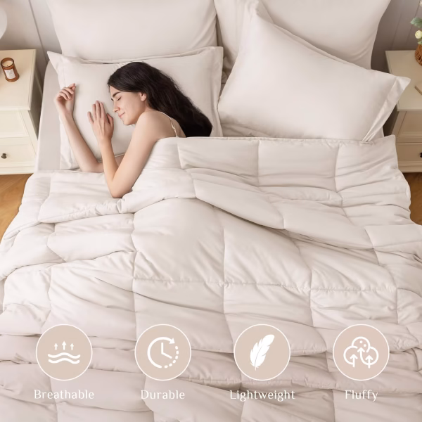 Home Mart Down Alternative 7pcs Comforter Set White – Ultra Soft Microfiber Duvet with 250GSM Filling – King Size 240x260 cm – Lightweight, Breathable & Hypoallergenic Bedding for All Seasons - Image 56