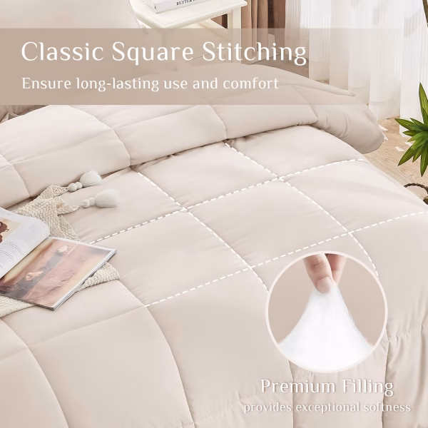 Home Mart Down Alternative 7pcs Comforter Set White – Ultra Soft Microfiber Duvet with 250GSM Filling – King Size 240x260 cm – Lightweight, Breathable & Hypoallergenic Bedding for All Seasons - Image 57