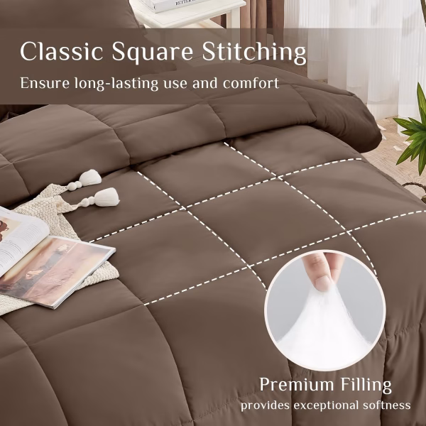 Home Mart Down Alternative 7pcs Comforter Set White – Ultra Soft Microfiber Duvet with 250GSM Filling – King Size 240x260 cm – Lightweight, Breathable & Hypoallergenic Bedding for All Seasons - Image 61