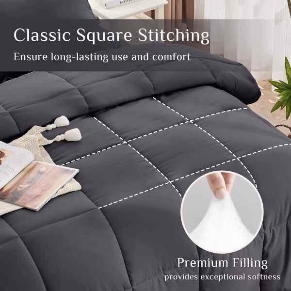 Home Mart Down Alternative 7pcs Comforter Set White – Ultra Soft Microfiber Duvet with 250GSM Filling – King Size 240x260 cm – Lightweight, Breathable & Hypoallergenic Bedding for All Seasons - Image 68