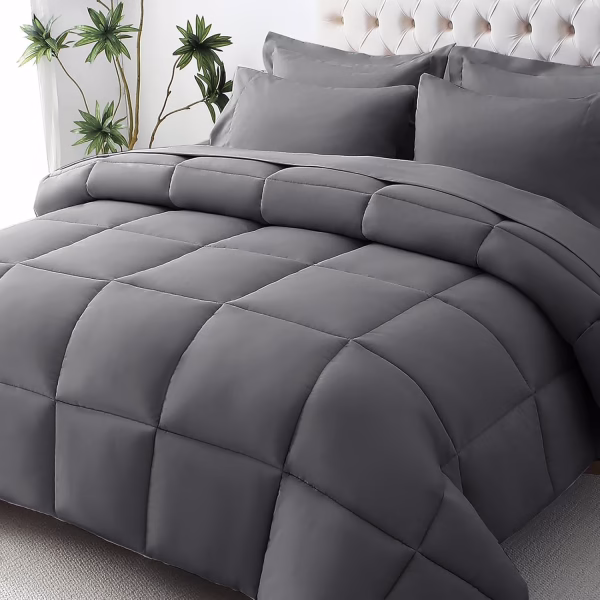 Home Mart Down Alternative 4Pcs Comforter Set White – Ultra Soft Microfiber Duvet with 250GSM Filling – King Size 240x260 cm – Lightweight, Breathable & Hypoallergenic Bedding for All Seasons - Image 41