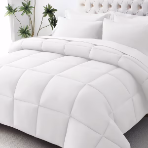 Home Mart Down Alternative 4Pcs Comforter Set White – Ultra Soft Microfiber Duvet with 250GSM Filling – King Size 240x260 cm – Lightweight, Breathable & Hypoallergenic Bedding for All Seasons