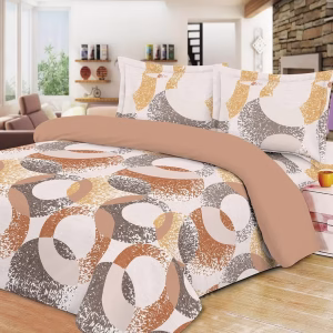 Home Mart Mix and Match Hotel Quality Bedding Duvet Set – Brown & Yellow Abstract, Single 150x220cm, 3pcs (Duvet, Fitted Sheet, Pillowcase), Ultra Soft, Lightweight, Microfiber, Zipper, 250GSM