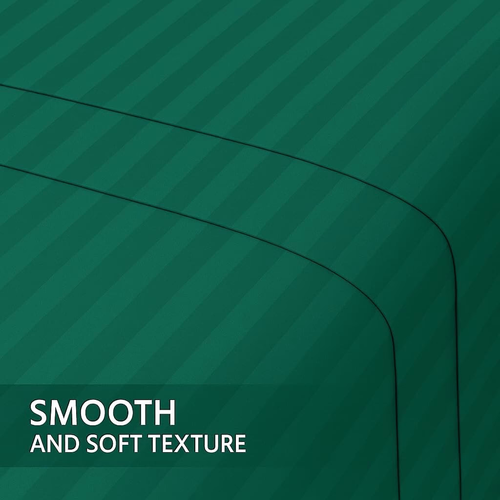Home Mart Outlet Striped Microfiber Fitted Sheet Set – Twin 90x200 cm – Sea Green Color – 1 Fitted Sheet & 2 Pillowcases (50x75 cm) – Deep Pocket, Soft, Durable, Wrinkle-Resistant Bedding Set - Image 5