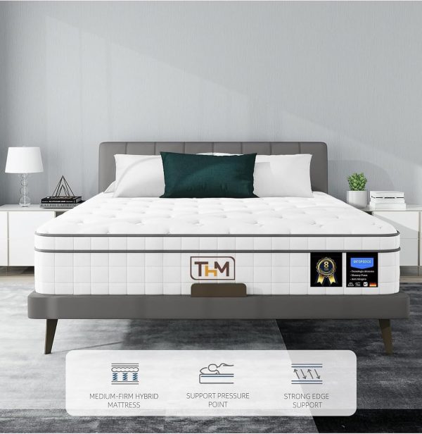 Home Mart Hybrid 20 cm Pocket Spring Mattress with Memory Foam Gel, Motion Isolation & Pressure Relief – Orthopedic Support for Back Pain Medium Firm Comfort - Image 2