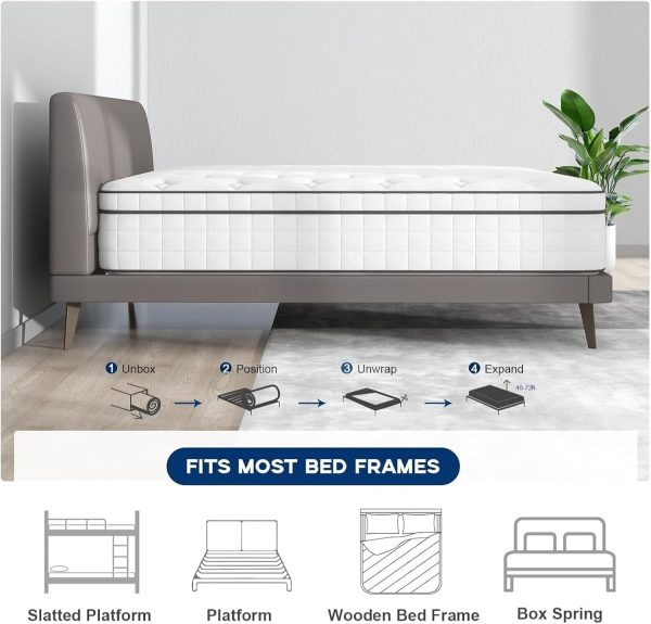 Home Mart Hybrid 20 cm Pocket Spring Mattress with Memory Foam Gel, Motion Isolation & Pressure Relief – Orthopedic Support for Back Pain Medium Firm Comfort - Image 6