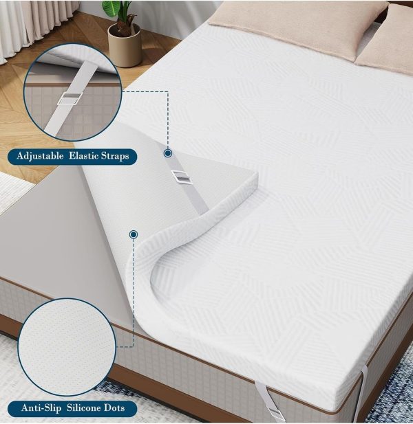 Home Mart Gel Infused Memory Foam Mattress Topper, Cooling Bed Topper with Removable Cover, Soft & Pain Relief, Breathable, CertiPUR-US & Oeko-Tex Certified - Image 4