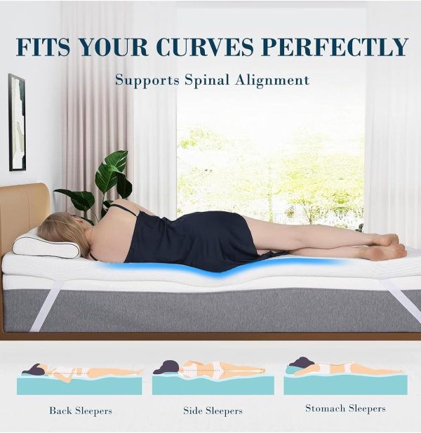Home Mart Gel Infused Memory Foam Mattress Topper, Cooling Bed Topper with Removable Cover, Soft & Pain Relief, Breathable, CertiPUR-US & Oeko-Tex Certified - Image 5